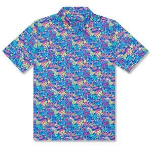 chubbies Men's Lightweight Performance Golf Polo Shirt Tropical Bunch SZ Medium